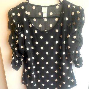 H&M black polkadot large bodysuit with puffy sleeves